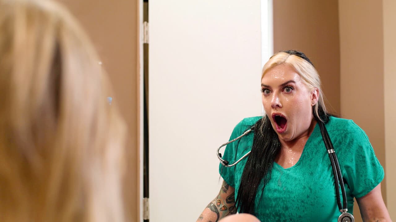 Busty tattooed blonde squirting all over the big tits nurse