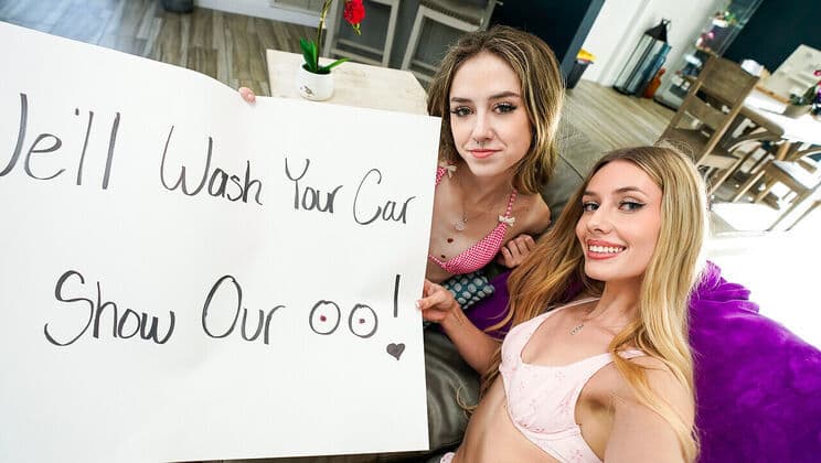 Emily Jade, Daisy Fox And Jodie Johnson - Stepsis And Her Friend Have A Bikini Carwash